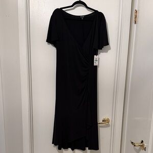 Kensie Black Midi Wrap-Style Dress